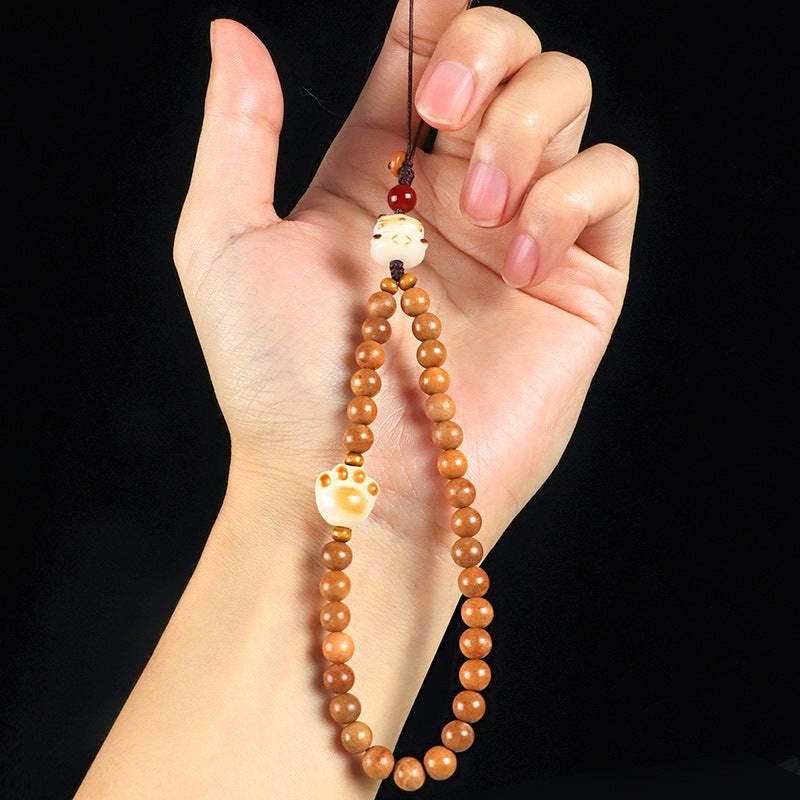 New Chinese-Style Green Sandalwood Mobile Phone Chain Bag Pendant Pendant Artistic Vintage Lucid Cat Claw Hanging Chain Bag Hanging - Image 3